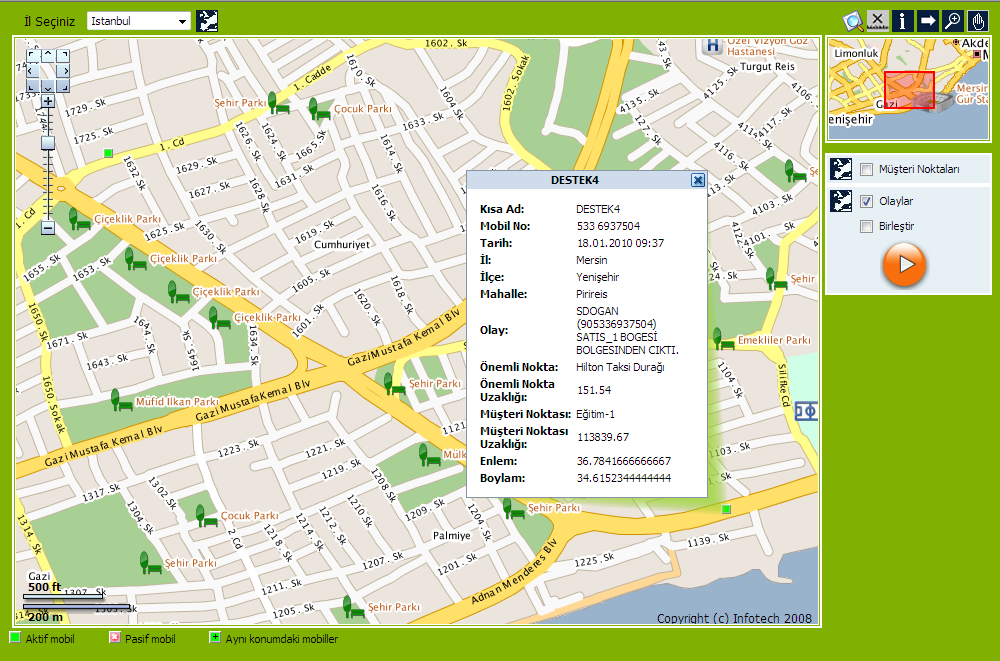 Şekil 5.1.4.2 Şekil 5.1.4.3 5.2.Harita Mobillerin izlenmesi, harita seçeneği ile yapılır. Bu seçeneğe sadece Yetkisi olan kullanıcılar girebilirler.