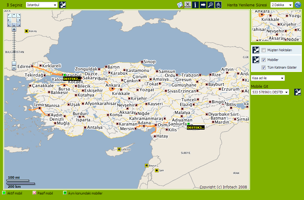 16 Harita üzerinde görüntülenecek mobil simge renkleri aşağıdaki gibidir: Yeşil Renkli Mobil: Son konum bilgisini ifade eder. Kırmızı Renkli Mobil: Konum bilgisi alınamıyor.