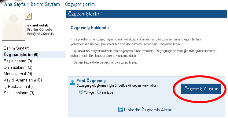 9 Yenibiris.com sitesine üye olmak için resimde görülen linki kullanmanız gerekmektedir. Kayıt sırasında ad, soyad, doğum tarihi, cinsiyet, eğitim durumu, gibi bilgiler istenmektedir.