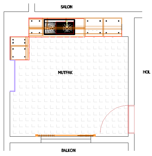 Girişte karşı duvarın sağına gelecek şekilde 77x75x56 cm lik iki çekmeceli alt dolabı taşıma