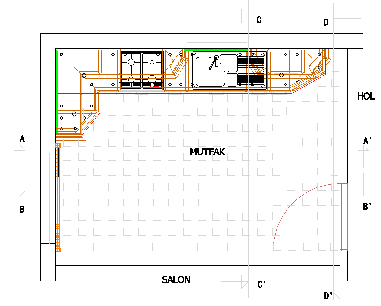 Plan üzerinde cephelerin yerlerini gösteriniz. Cephelerin yerlerini gereken yerlerden alınız, fazla ve gereksiz kesit almayınız.