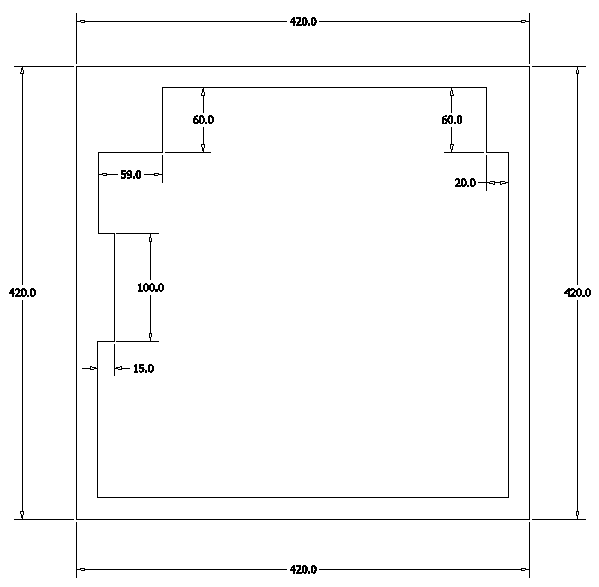 Çizim 1,2: Mutfak planı duvar ölçüleri Çizim 1,3: Mutfak planı duvar çizimi Yapı