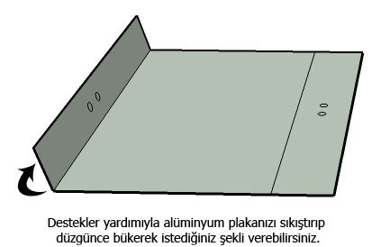 sürece kolay işlenebilen malzemeler kullanılabilir, alüminyum, kontra plak, plexyglass malzemeleri kullanılabilir.