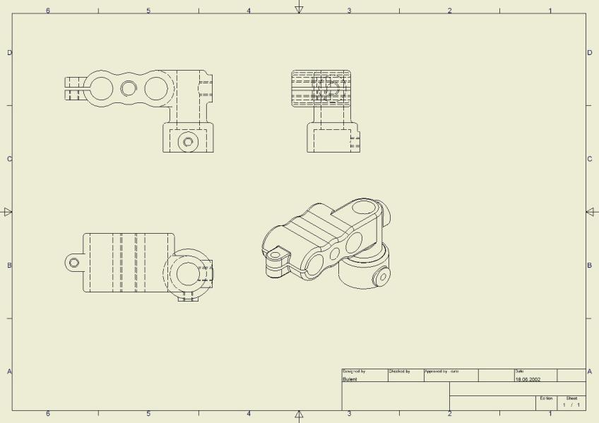 SAYISAL GRAFİK Autodesk Inventor 2008 Tanıtma ve Kullanma Kılavuzu 7. Sağ tuş menüsünden Create komutunu seçerek, görünüşlerin çizime yerleşmesini sağlayın. 8.