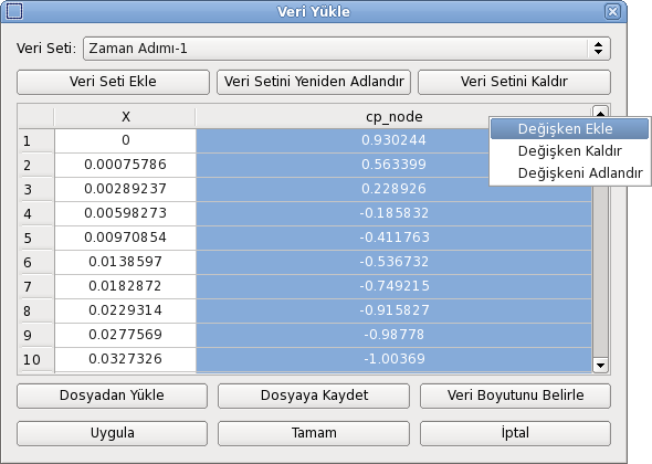 4. Grafik ekran üzerinde farenin sağ tuş menüsünden Veri Yükle komutunu çalıştırın. (Bkz. Şekil 10) Şekil 10. Veri Yükle Ekranı 5.