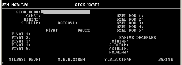 Stoklarımızı bilgisayarda takip edebilmemiz için öncelikle stoklarımızın tek tek yeni kart bölümünden tanıtılmış olması gerekmektedir.