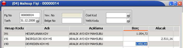 31 Aralık 2008 de 3.000 YTL lik ticari mal peşin satılmıştır. (%18 KDV Dahil) 19.