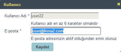 3. Kullanıcı Listesi ekranında o hesaba ait tanımlı kullanıcılar bulunmaktadır. 4. Yeni butonu tıklanarak yeni kullanıcı tanımlanır. 5.