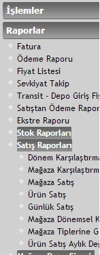 RAPORLAR / SATIġ RAPORLARI P26 B2B ye üye olunan tarih itibariyle yapılan satışlar, bu ekranlar aracılığıyla sorgulanabilir.