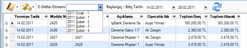 Yevmiye defterine ait berat dosyası oluşturulduktan sonra Paketle işlemi gerçekleştirilir.