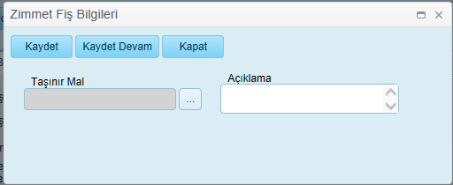 Bu sayfada yapılabilecek işlemler: 1 Zimmetlenecek Taşınır Ekleme 2 Zimmetlenecek Taşınır Silme 3 Zimmetlenecek Taşınırları Excel e aktarma 4.2.2.1.1 Zimmetlenecek Taşınır Ekleme Listeye zimmetlemek için yeni bir taşınır ekleneceği zaman Ekle butonu tıklanır ve aşağıdaki ekran açılır.