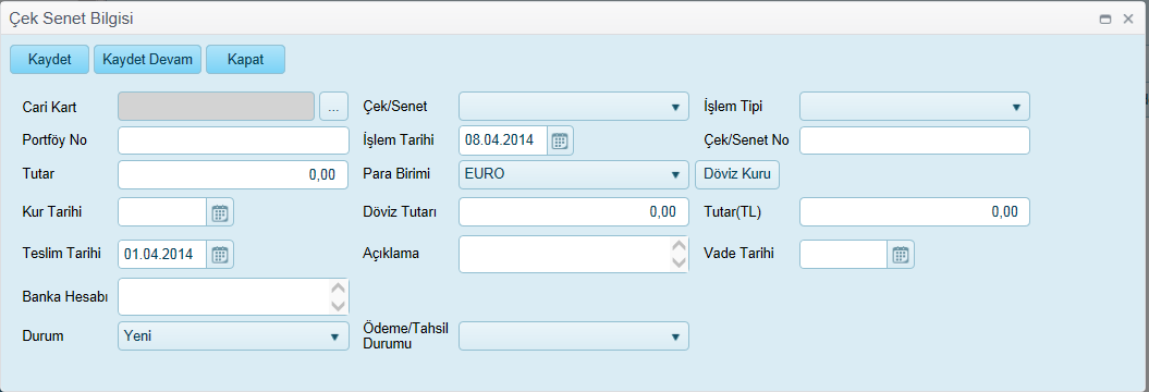 Teslim Tarihi Durum Cari Kart Cari Adı Cari TC/Vergi No Vadesi Yaklaşan Çek Senet Çek Senet Tipi Vadesi Geçen Çek Senet Çek Senet Tipi Çek Senet No Ödeme Tahsil Durumu Vade Tarihi İşlem Tipi