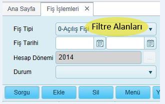 Sorgu: Filtre alanlarından giriş yapılıp bu butona basıldığında veriler filtrelenerek gelir.