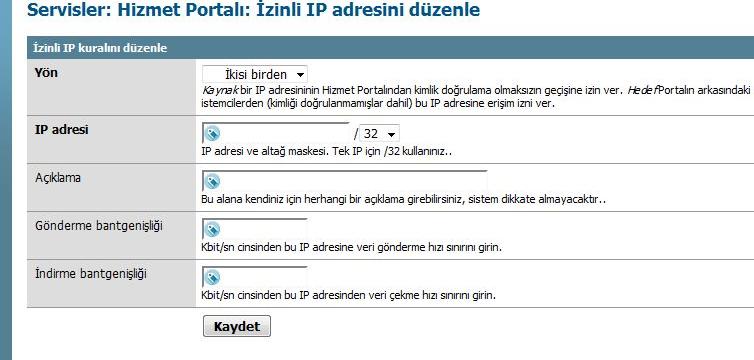 Belirlenen tarihte otomatik silinebilen kullanıcı hesapları, İzinli IP ve MAC