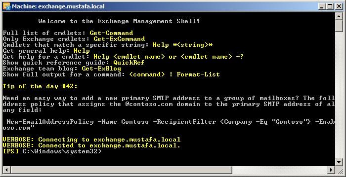 EMC yi başlatmak içinbaşlat (Start) Tüm Programlar (All Programs) Microsoft Exchange Server 2010 Exchange Management Console yolu takip edilebilir.