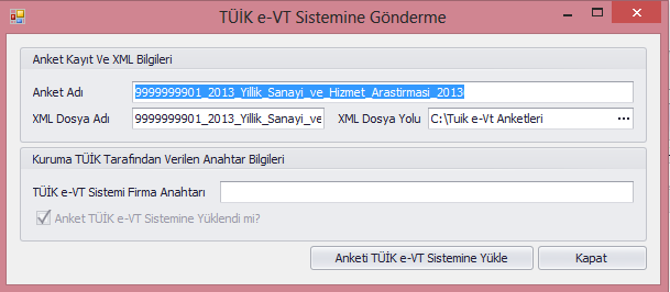 Şekil-20: Likom Tüik e-vt Projesinde Kayıtlı Anket Liste Ekranı