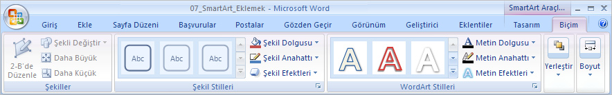 2-B de Düzenle 3-B stiline uygulanmış SmartArt grafik şekillerinin, yeniden boyutlandırılmasını ve sürüklenmesini sağlar.