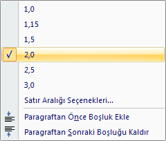 Sayfa Düzeni sekmesinin Paragraf grubundan Aralık bölümündeki Önce veya Sonra bölümüne istenilen değer girilir. Örneğin; Sonra 12 pt gibi böylece aktif paragraftan sonraya 12 pt boşluk verilmiş olur.