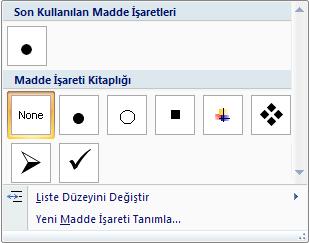 Varsayılan olarak en son kullanılan Yatay Çizgi eklenir. Daha fazla yatay çizgi seçeneklerini görebilmek için; Giriş sekmesinin Paragraf grubunda yer alan Kenarlık tıklanır.