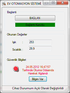 4. SONUÇLAR Akıllı ev otomasyon sistemi bitirme projemiz ile bir evdeki sıcaklığın değişimini grafiksel eş zamanlı olarak göstermek, evin ışık durumunu algılamak, gerektiğinde ışık yakıp söndürmek ve