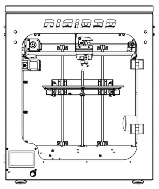 B.3. BİR BAKIŞTA RIGID3D Baskı Kafası (Ekstruder) Baskı Platformu Bilgi Ekranı Filaman Makara Askısı Ekran