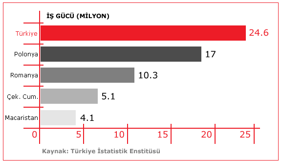 Türkiye nin genç nüfusu, işgücünün büyümesini etkileyen önemli bir etken olup Türkiye nin rakipleri arasında en yüksek sıralarda yer almasına katkıda