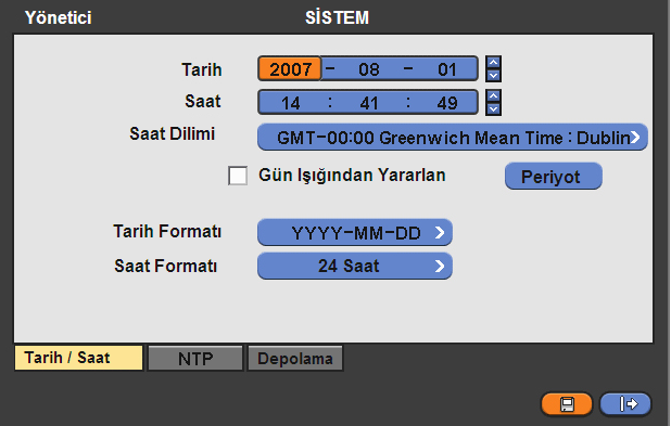 Tarih / Saat Tarih Bu menü ayarları yapmanıza izin verir. Tarih ayarı yapmak için lütfen aģağıdaki adımları takip ediniz. 1 DeğiĢtirmek istediğiniz (Y,A,G) değerlerini seçip ( alınacaktır.