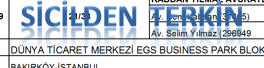 73 28.2.2013 SERDAR VE SADAY AVUKATLIK 9/16 TBB: 163 Av. Serdar Bilgütay Saday (24838) Av. Ahmet Akın Aysan (32367) ESENTEPE MAH. ERKILIÇ CAD. NO.12 D.38-39 YASA KULE KARTAL/İSTANBUL 74 4.4.2013 YEGİN ÇİFTÇİ AVUKATLIK 14/23 TBB: 164 Av.