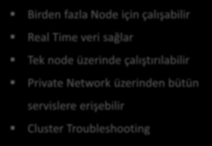 Flex Cluster Monitoring Cluster Health Monitor (CHM) System Monitor Service (osysmond) Cluster Logger Service (OLOGGERD) GI Management Repository (MGMTDB) Birden fazla Node için çalışabilir Real Time