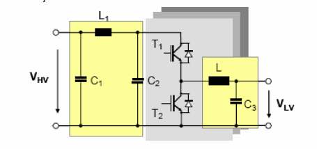 verimliliğe sahiptir. 100V gerilimi, 450V ta kadar çıkarabilmektedir. Anahtarlama frekansı 100 KHz ve çevirici yapısı basit buck/boost (düşürücü/yükseltici) çevirici olarak seçilmiştir (Sekil 19).