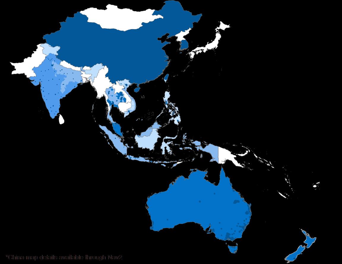 Kapsama İle İlgili Hususlar: Asya Pasifik Avustralya/Yeni Zelanda: Nüfusun %100'ü kapsama içinde. Tüm Avustralya'da Tam Kapsama.