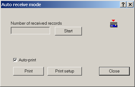 Fig. 58. Auto receive download modu Ototeste başlamadan önce START düğmesine basmalısınız.. Start basıldıktan sonra alınan kayıtlar için bir numaratör mevcuttur.