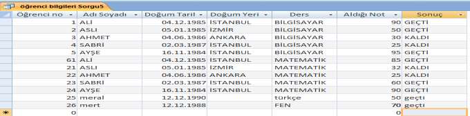 Ölçüt bölümüne >#14.02.1985# Or <#07.04.1985# yazıncada aynı listeyi elde edersiniz.