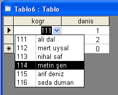 30 Tablo6 daki Kogr değişkenine veriler tablo 3den (tablo özelliklerinden) arama sihirbazı kullanılarak çekilir.