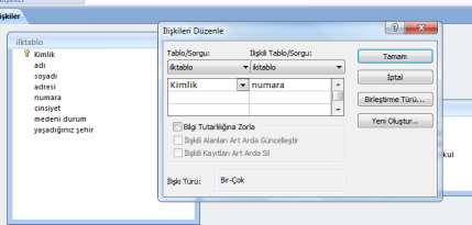 7 İleri ve son butonları ile Görüntümüz oluşur ayrıca iki tablo arasında da