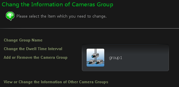 20 4.1 Kamera Grubu Oluşturma, Değiştirme ve Silme Yukarıdaki arayüzde bir grup oluşturmak için butonuna tıklatınız Grup listesinden bir grup seçiniz, silmek için Sağda gösterilen arayüze girmek için
