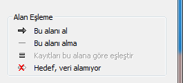 Bazı alanlar arasında sağ tarafı gösteren bir ok bulunmaktadır. Bu alan içindeki verinin alınacağı anlamına gelir. Kilo alanları arasında bu ok bulunmalıdır.