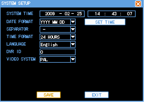 6.1 Sistem Setup "Ana Menü"-"Sistem Setup" Sistem Setup"(Resim 6-2) Resim 6-2 System Time Geçerli DVR sistem tarihi ve zamanı düzeltilir, Setupı kaydetmek için Set Time a tıklayın.