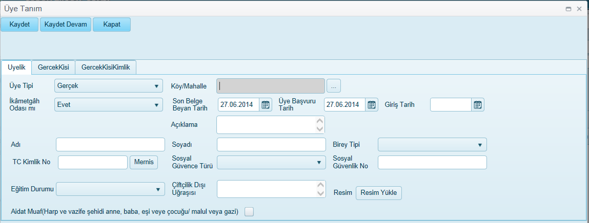 2- Üye Ekleme 3- Toplu Kademe Aidat Belirleme 3.1. Üye Sorgulama Aşağıdaki Alanlar ile üye sorgulaması yapılabilir.