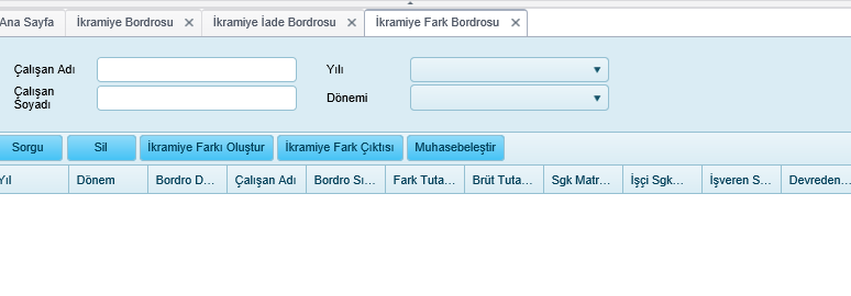 Sil Butonu: Seçilen Bordro Muhasebeleşti aşamasında değilse silinebilir. İkramiye İade Çıktısı Butonu:Bordro çıktısı tüm detaylarıyla pdf formatında verilir.