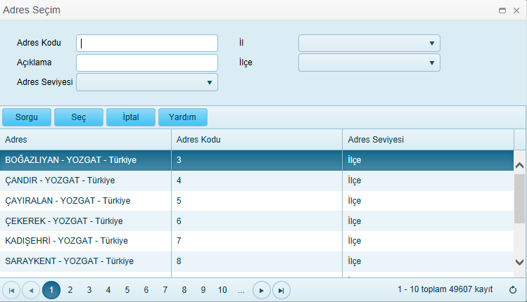 3.1.2. Sorgu / Liste Ekranı Bir tabloya ait bilgilerin ait (ör: oda, hesap, demirbaş vb.