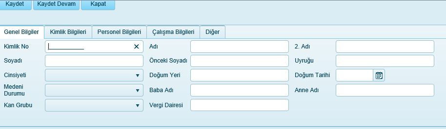 2.2. Personel Ekleme Yeni kayıt yapılacak personel için öncelikle Ekle butonuna tıklanır. Yukarıdaki sayfa açılır. Buradan aşağıdaki bilgiler girilerek üyelik bilgileri oluşturulur.