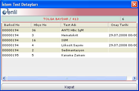 S a y f a 93 4 numaralı alanda bulunan Sadece Sonucu Olan Bölümler kutusu aktif hale getirildiğinde sonucu olmayan bölümler listede görüntülenmemektedir.