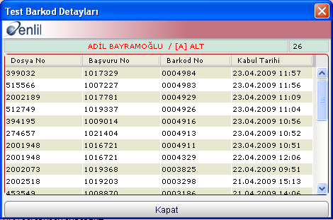 S a y f a 97 5 numaralı alanda, sayı bazında analiz sonucu listelenir.