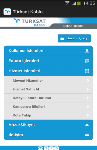 4.2.2.9 Mobil İşlem Merkezi (IOS ve Android) Kablo TV Online İşlem Merkezi nin akıllı telefon ve tablet kullanıcılarına da hizmet verebilmesi için IOS ve Android uyumlu mobil versiyonun