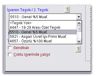 Örneğin SSK Durumu listesinden seçilen Normal Kişi için; İşsizlik = Alır, Çalışan Oranı=14 ve İşveren=19,5 iken, Emekli için; İşsizlik = Almaz, Çalışan Oranı=7,5 ve İşveren=23,5 olacaktır.