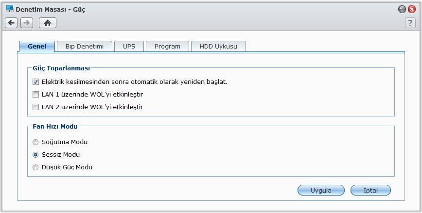 Synology DiskStation Kullanım Kılavuzu Enerji Tasarruf Özelliklerini Kullanın DSM tarafından sağlanan aşağıdaki enerji tasarrufu özelliklerini yönetmek için Ana Menü > Denetim Masası > Güç seçeneğine