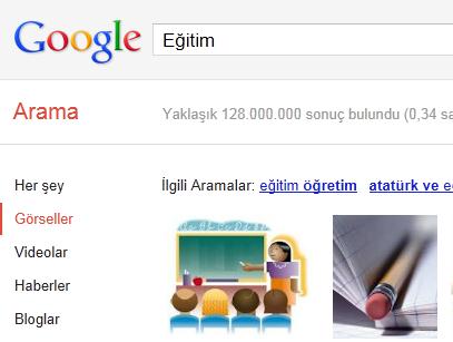 Google da Resim Arama Google da istediğiniz boyutlarda resim arama yapabilirsiniz.