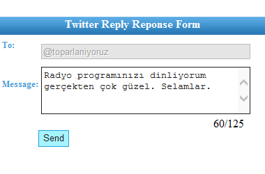 Resim 3.2 Arama sonuçlarından herhangi birine üzerine tıklayıp açtığımızda kaşımıza çıkan ekrandan da aynı şekil Reply(Cevapla) butonuna basarak Tweet e cevap verebilirsiniz.