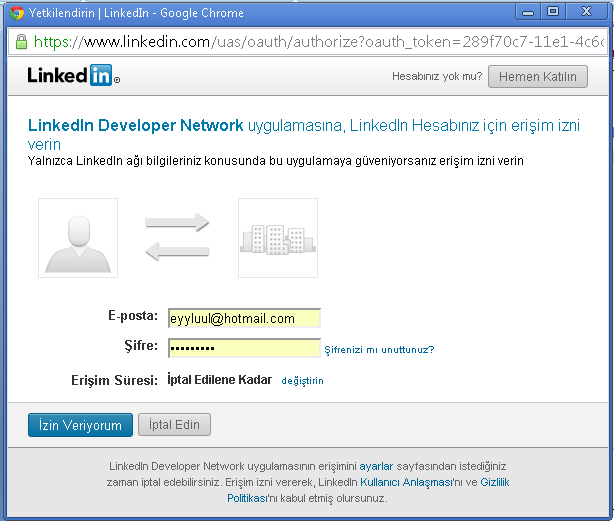 2) Sayfanın sağ üst bölümünde bulunan Sing İn bölümüne girilir. Karşınıza Linkedin Kullanıcı giriş ekranı çıkar.